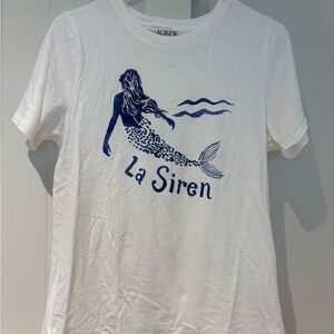 J. Crew Graphic White and Blue Short Sleeve Tee